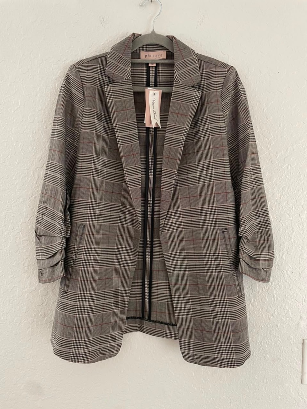 Plaid Blazer Jacket in Gray and Black - Philosophy